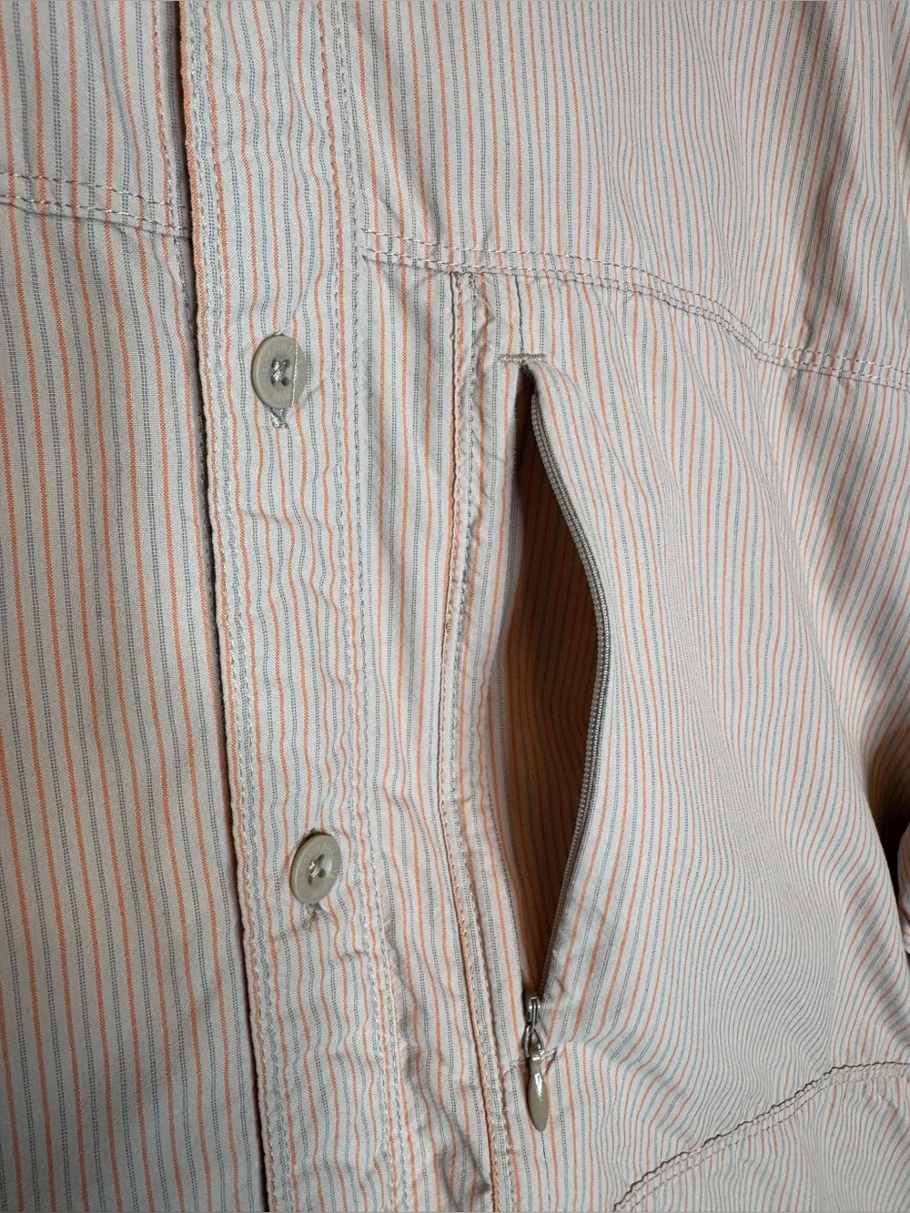 The North Face Men's XL orange Gray Striped Long Sleeve Hiking Shirt Gorpcore